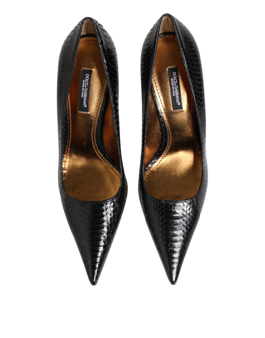 Dolce & Gabbana Black Exotic Leather Stiletto Pumps Shoes