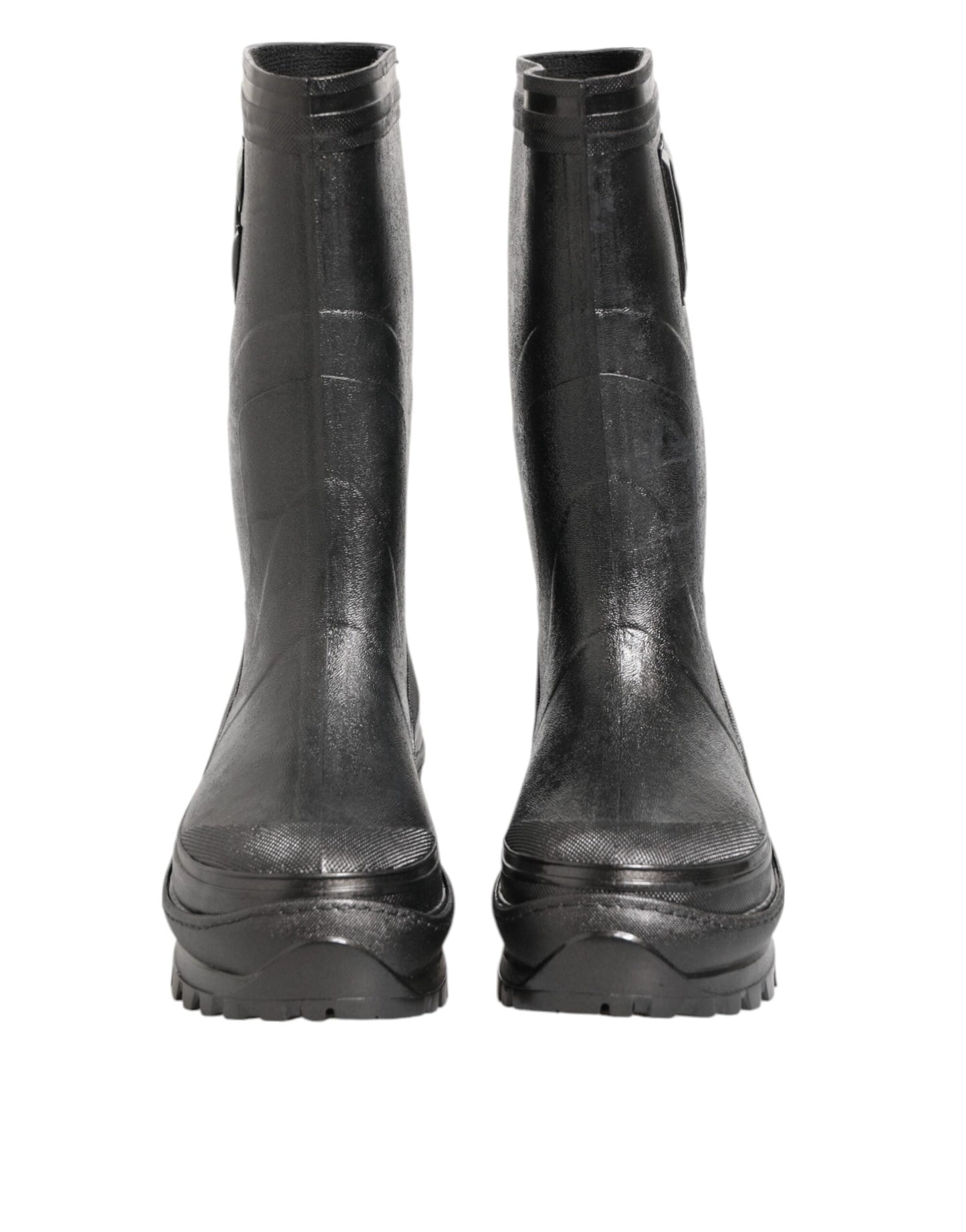 Dolce & Gabbana Metallic Black Pull On Rain Boots Men Shoes