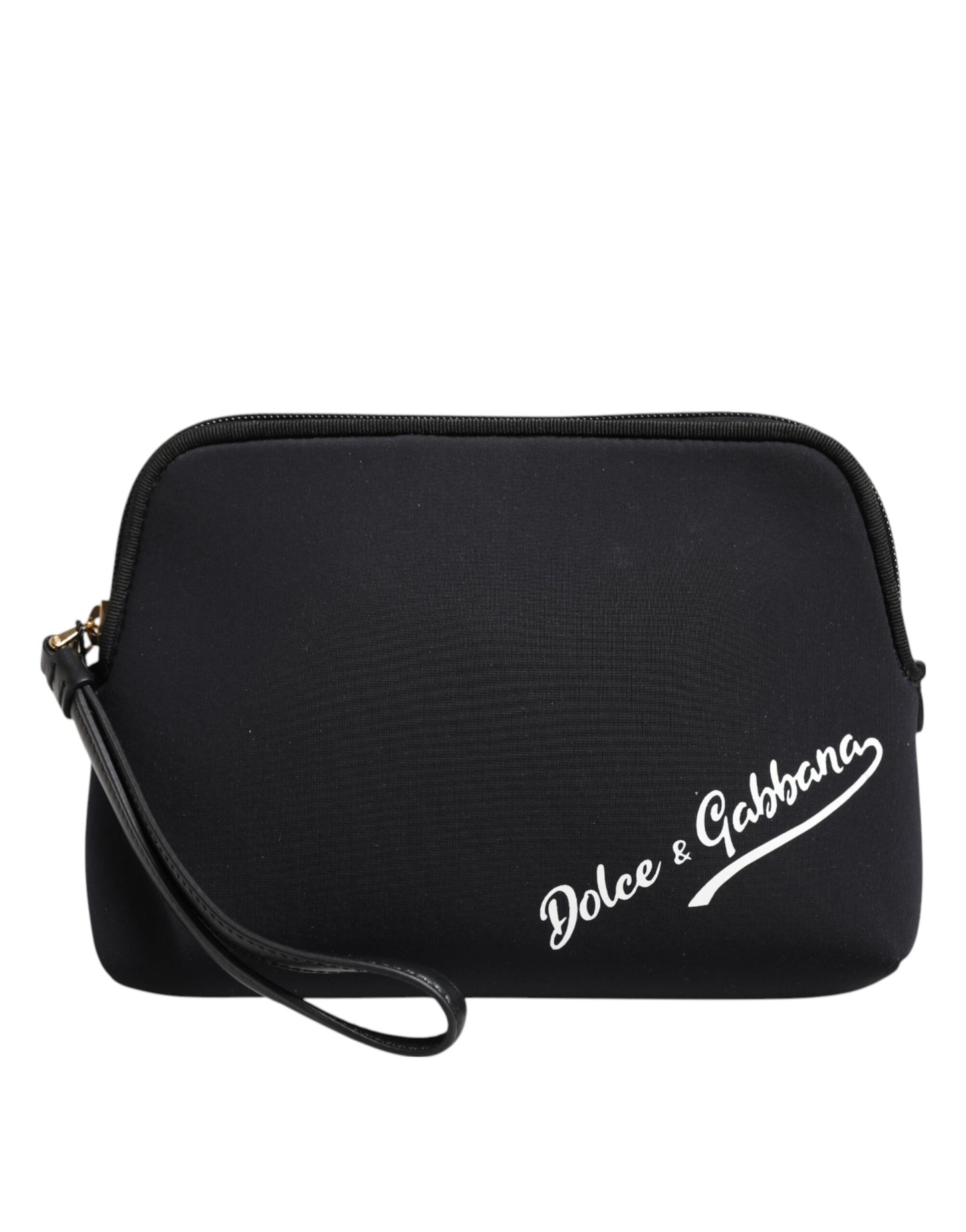 Dolce & Gabbana Black Solid Nylon DG LogoPrint Clutch Zip Borse Pouch Bag