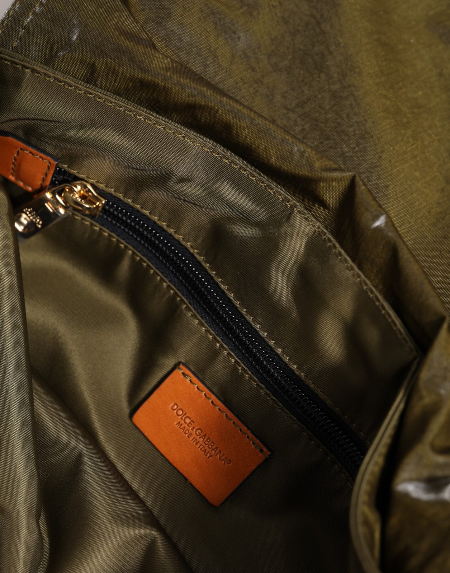 Dolce & Gabbana Dark Green Nylon Logo Plaque Shoulder Strap Borse Bag