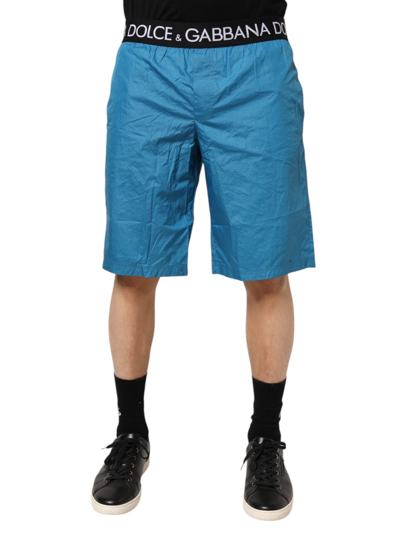 Dolce & Gabbana Blue Logo Waistband Beachwear Shorts Swimwear
