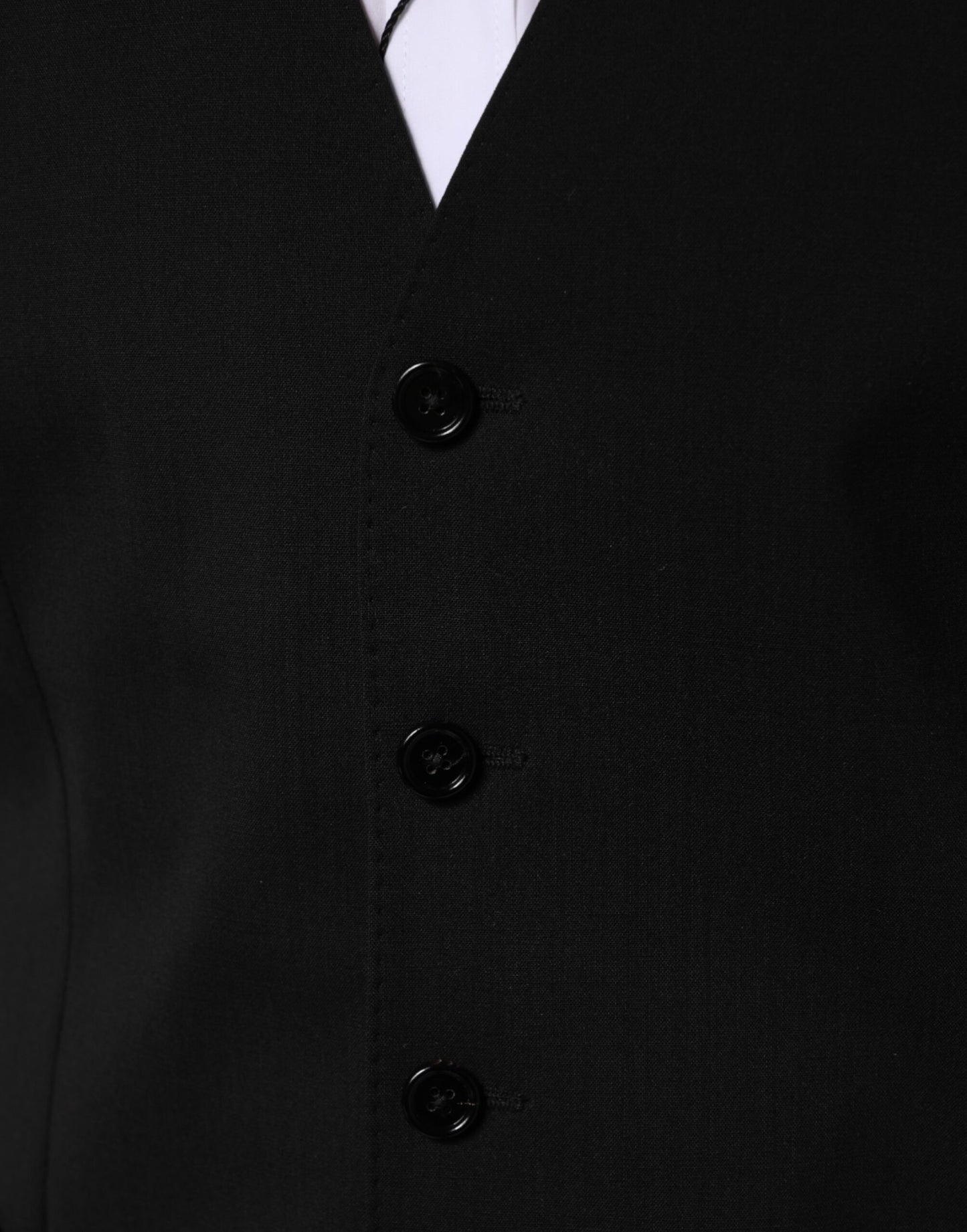 Dolce & Gabbana Black Wool Dress Formal Men Waistcoat Vest