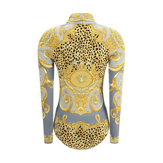 Versace Leopard draped Bodysuit