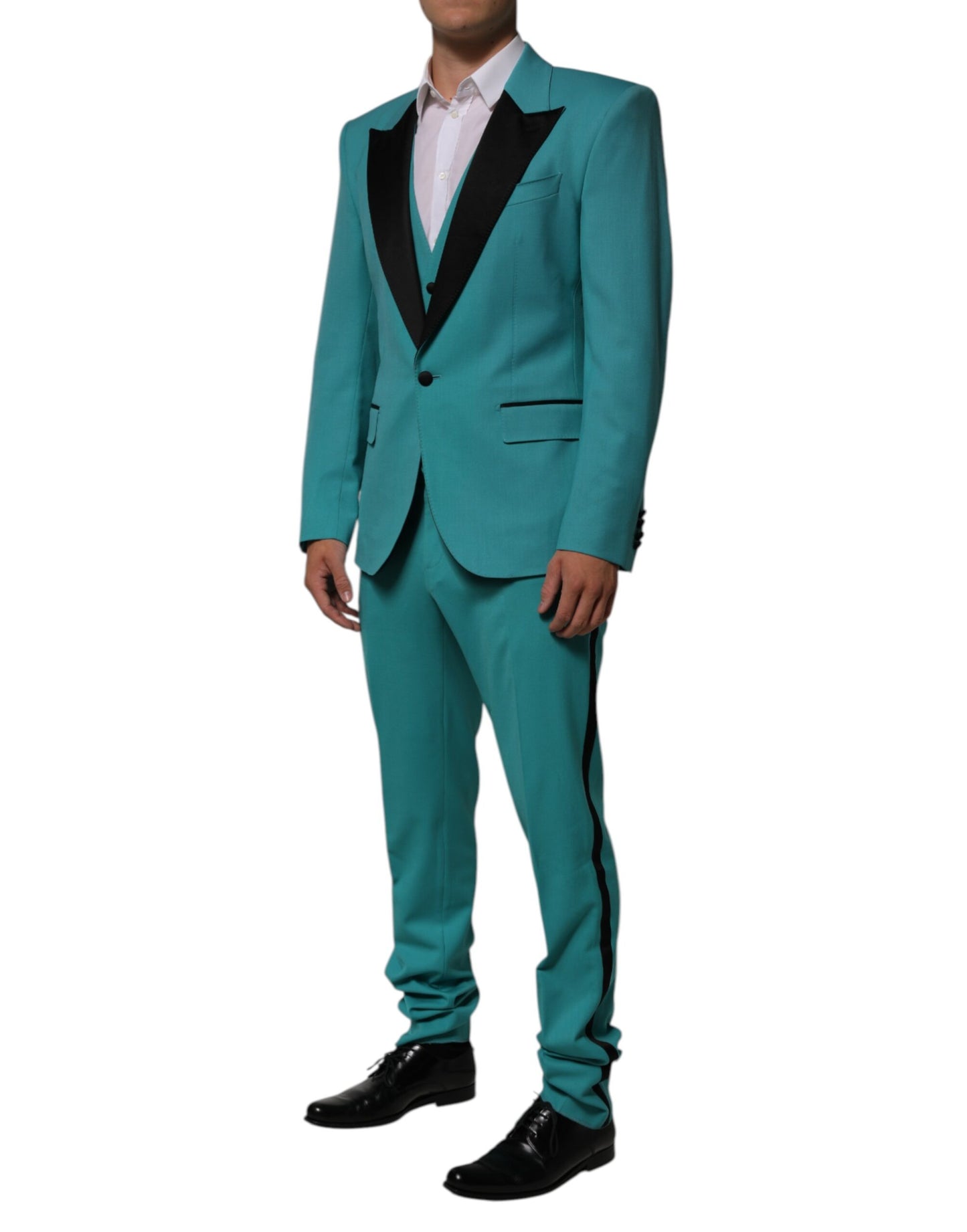Dolce & Gabbana Cyan 3 Piece Wool Silk Blend Suit SICILIA