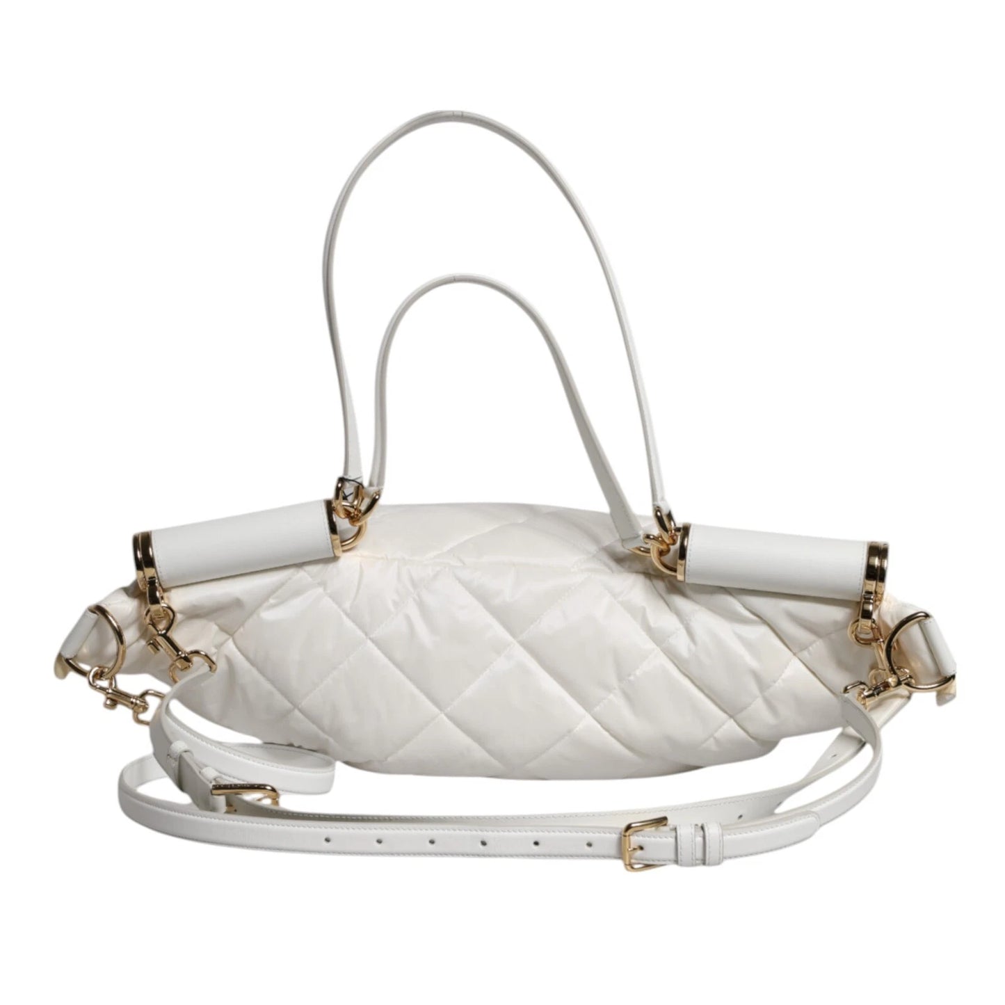 Dolce & Gabbana White Quilted Logo 90's Sicily Belt Waist Fanny Pack Bag