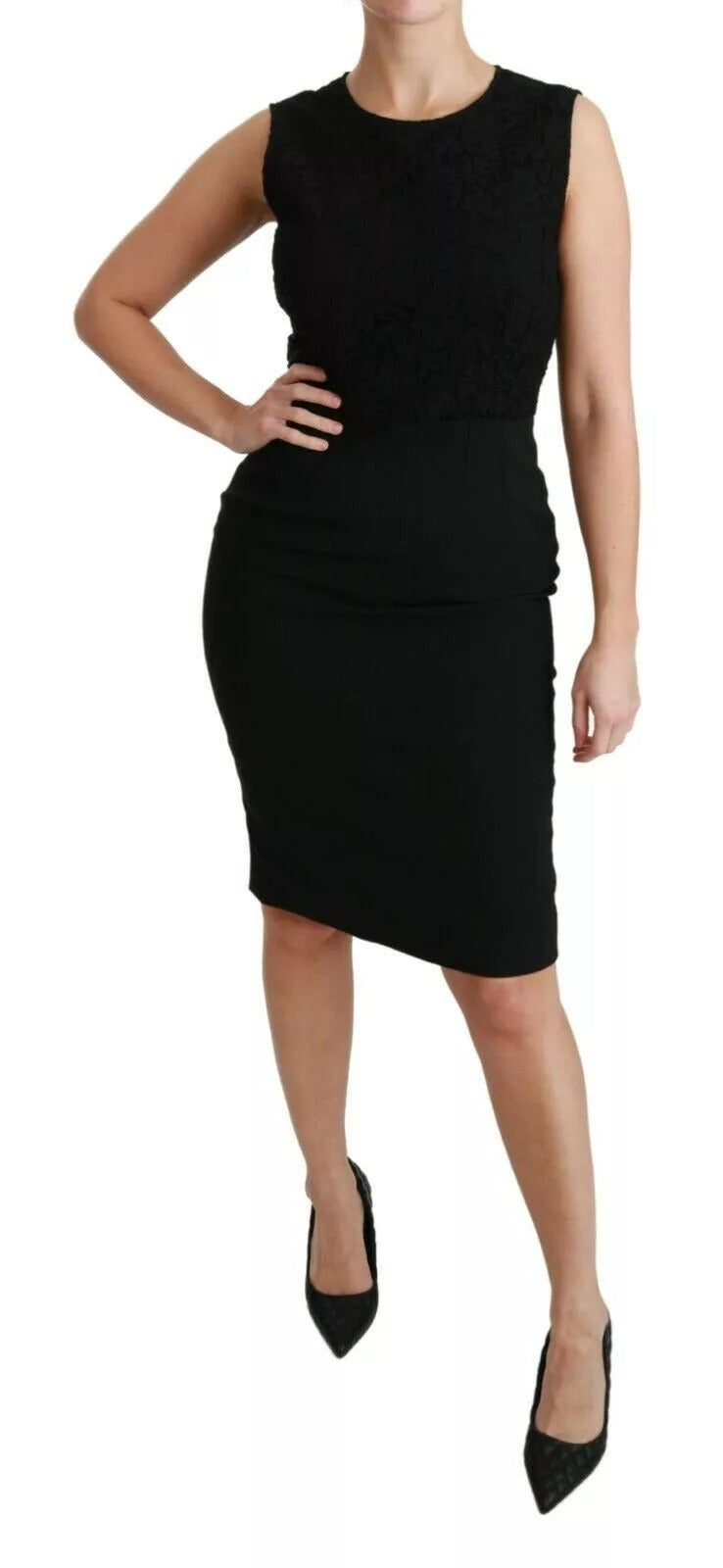 Dolce & Gabbana Black Lace Gown Bodycon Sheath STAFF Dress