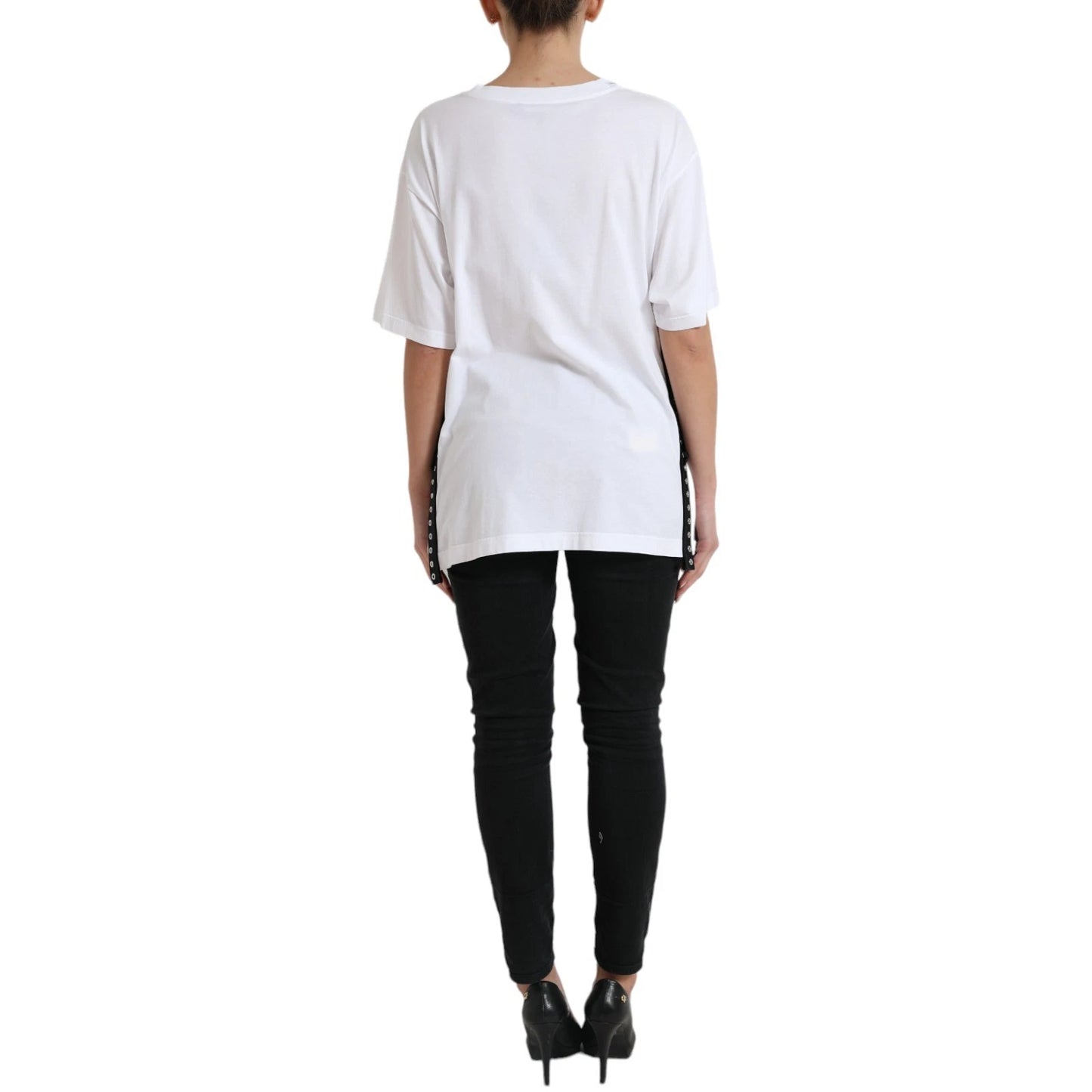 Dolce & Gabbana White Cotton 2000 Fashion Print Logo T-shirt