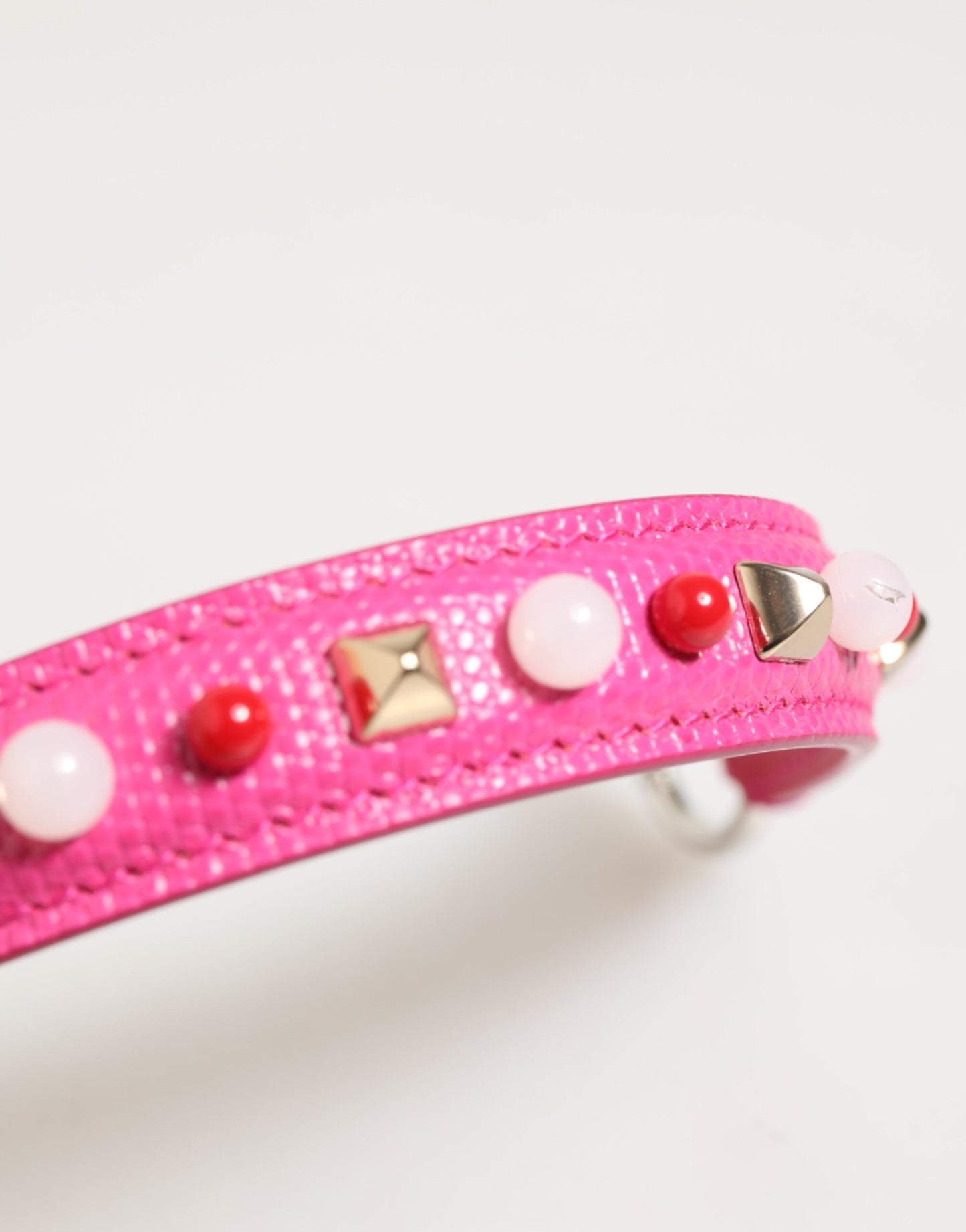 Dolce & Gabbana Pink Embellished Leather Bag Handle Women Shoulder Strap