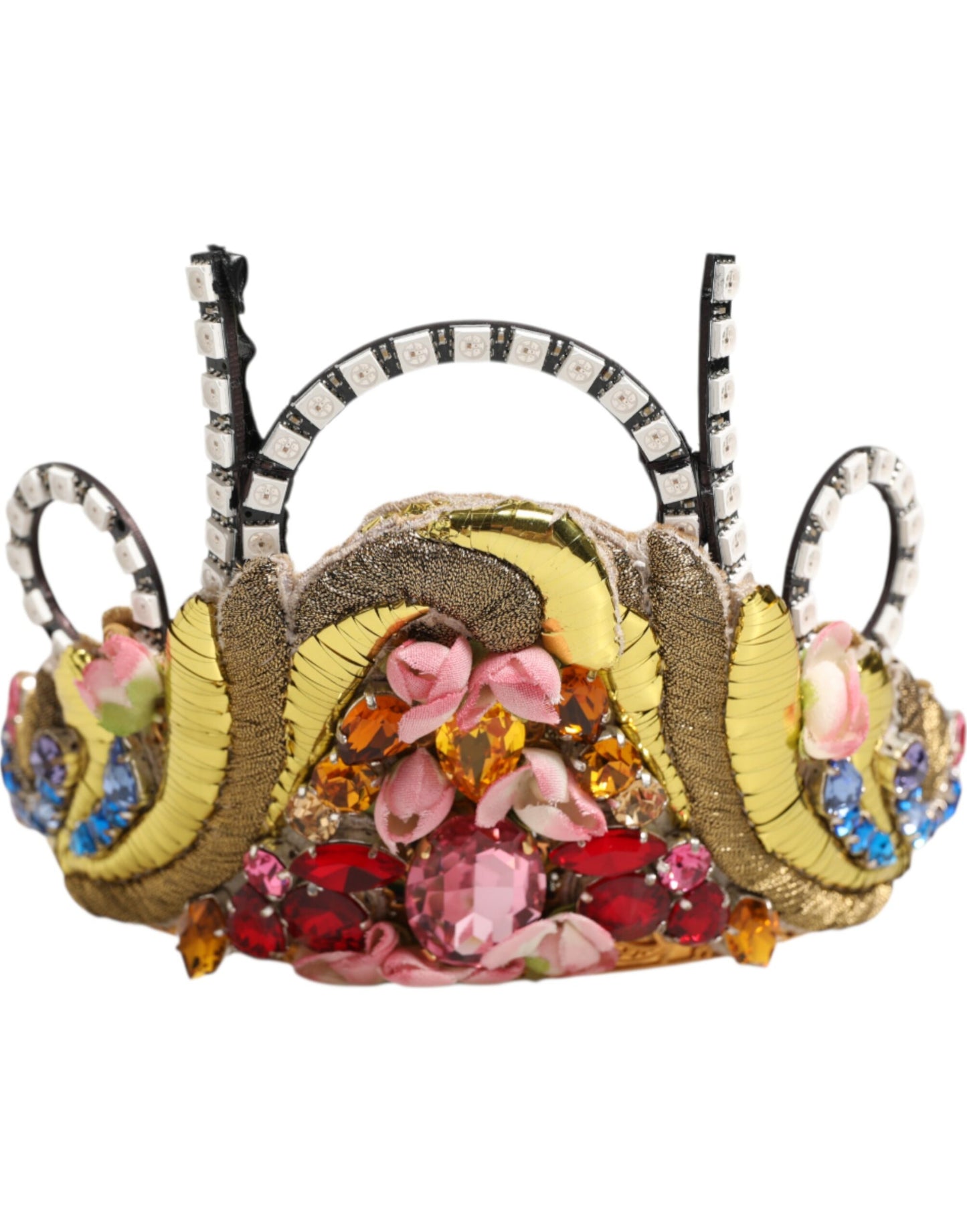 Dolce & Gabbana Gold Brass Crystal Embellished Headpiece Crown Tiara