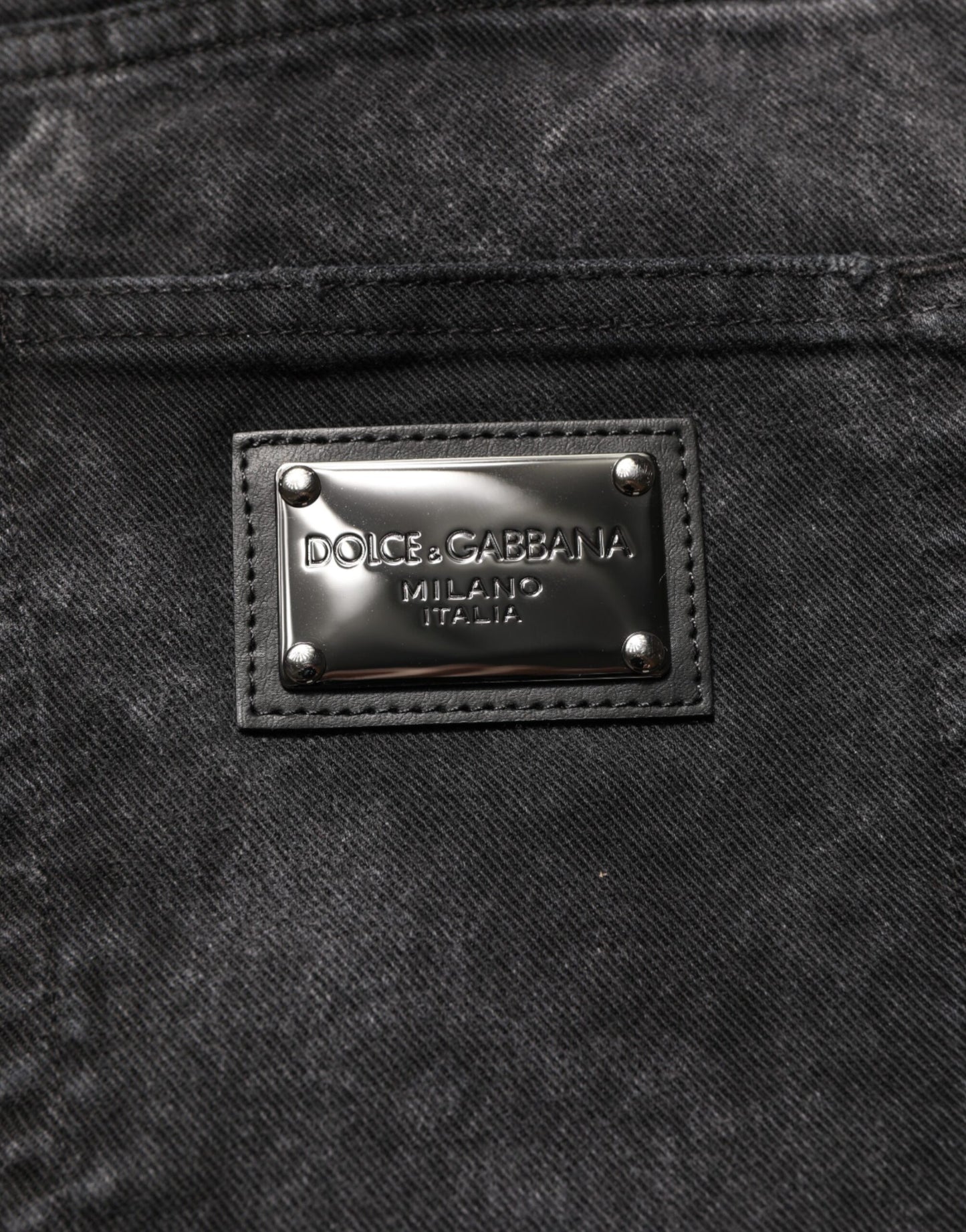 Dolce & Gabbana Black Cotton Mid Waist Denim Men Bermuda Short