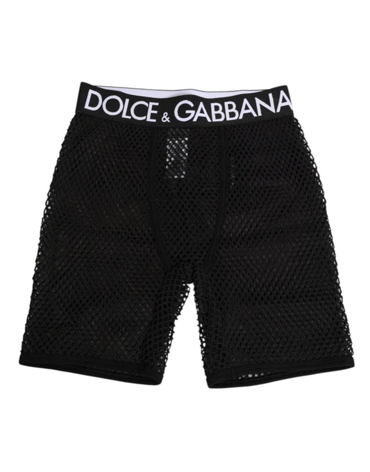 Dolce & Gabbana Black Cotton Logo Shorts Midi Trouser Underwear