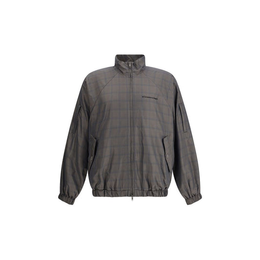 Balenciaga Zipped Jacket with Brown and Blue checked motif