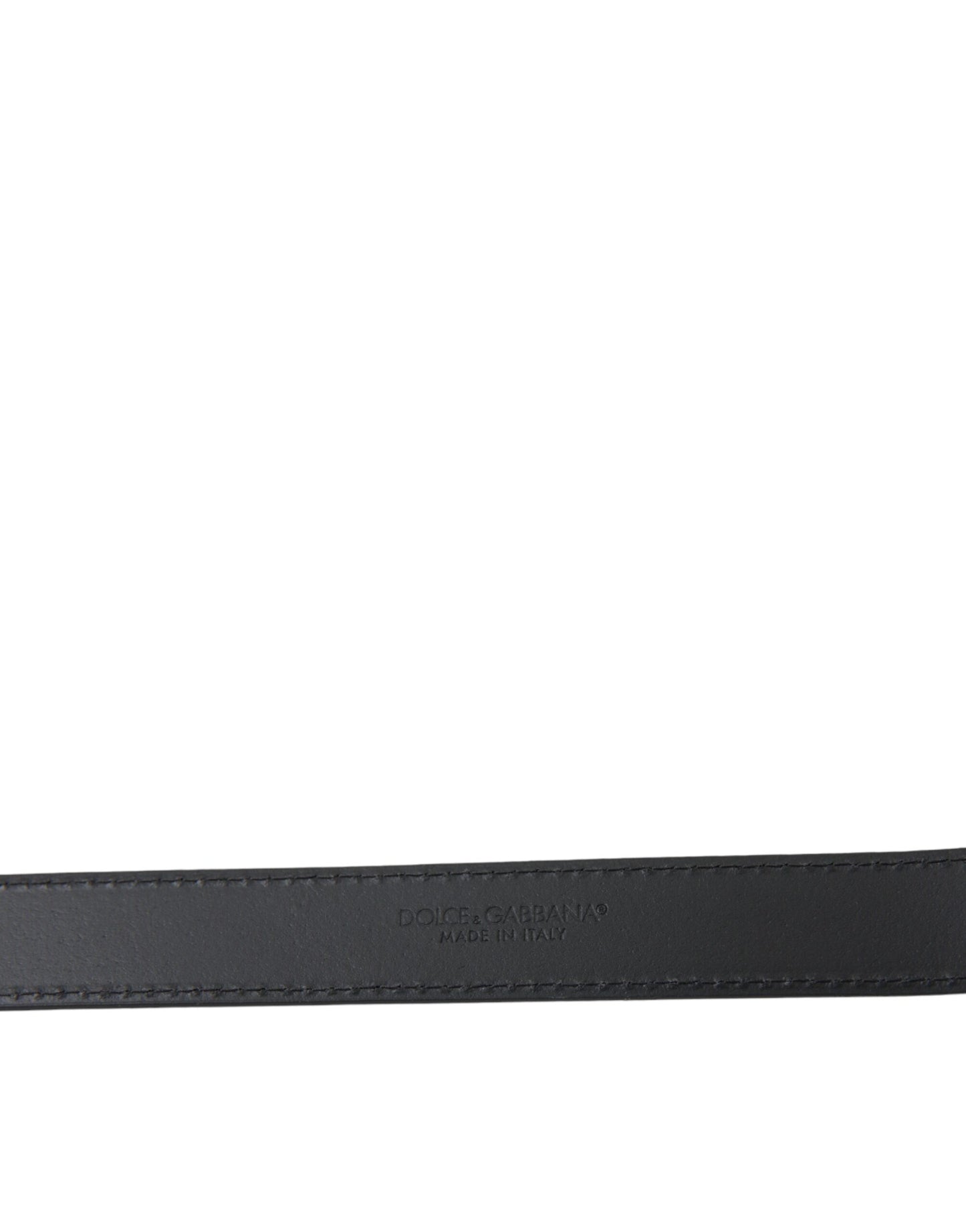 Dolce & Gabbana Black Leather Silver Metal Buckle Men Belt