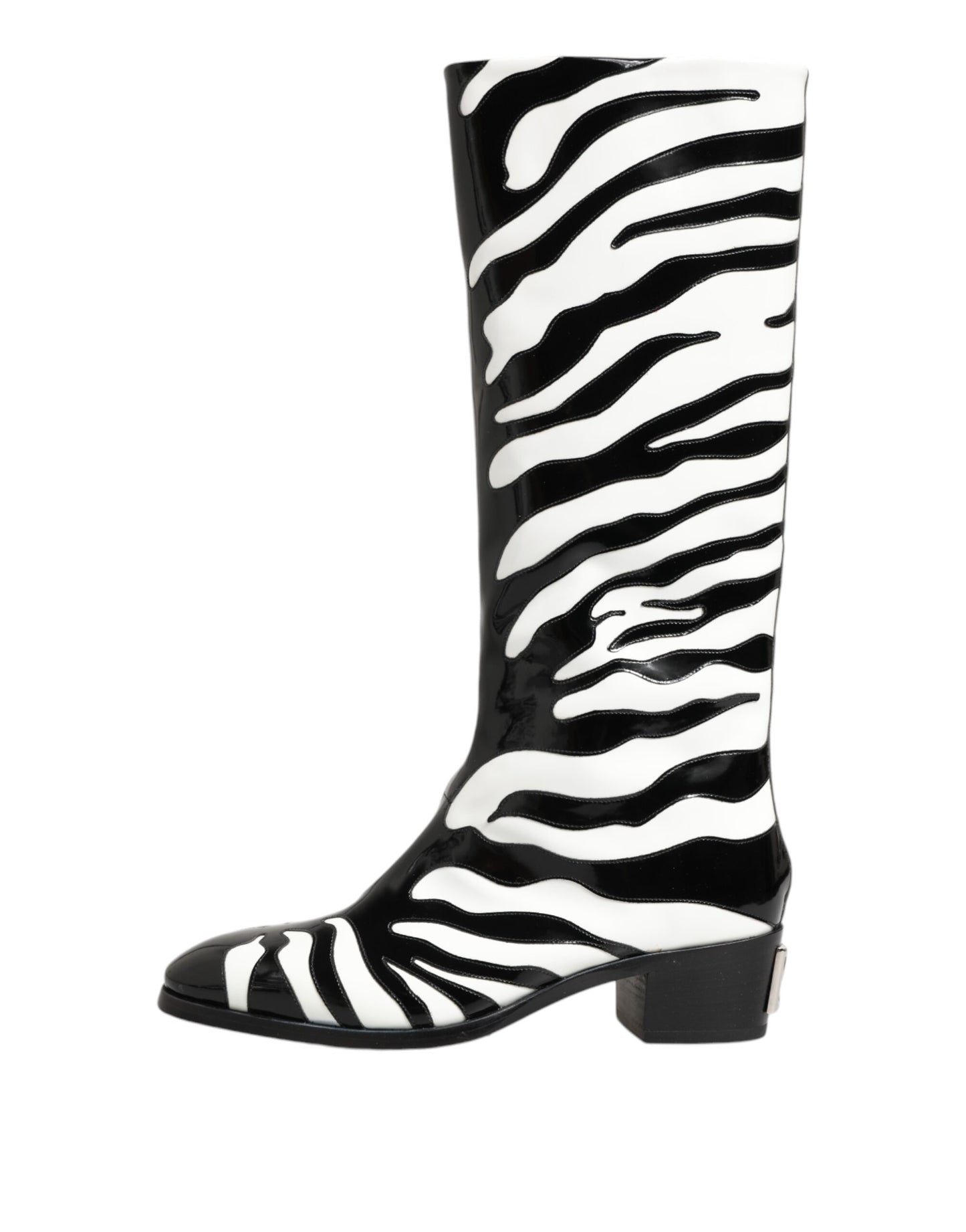 Dolce & Gabbana Black White Zebra Over The Calf Boots Shoes