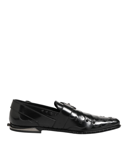 Dolce & Gabbana Black Embellished Dress Monk Strap Shoes