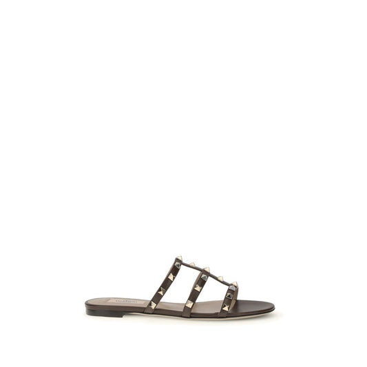 Valentino Garavani Brown Calf Leather Bos Taurus Sandals