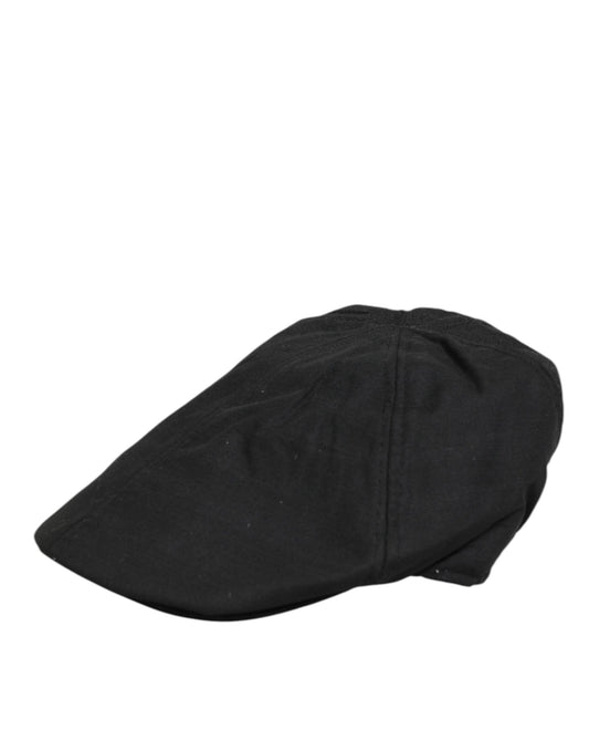 Dolce & Gabbana Black Cotton DG Logo Newsboy Cloth Capello Hat