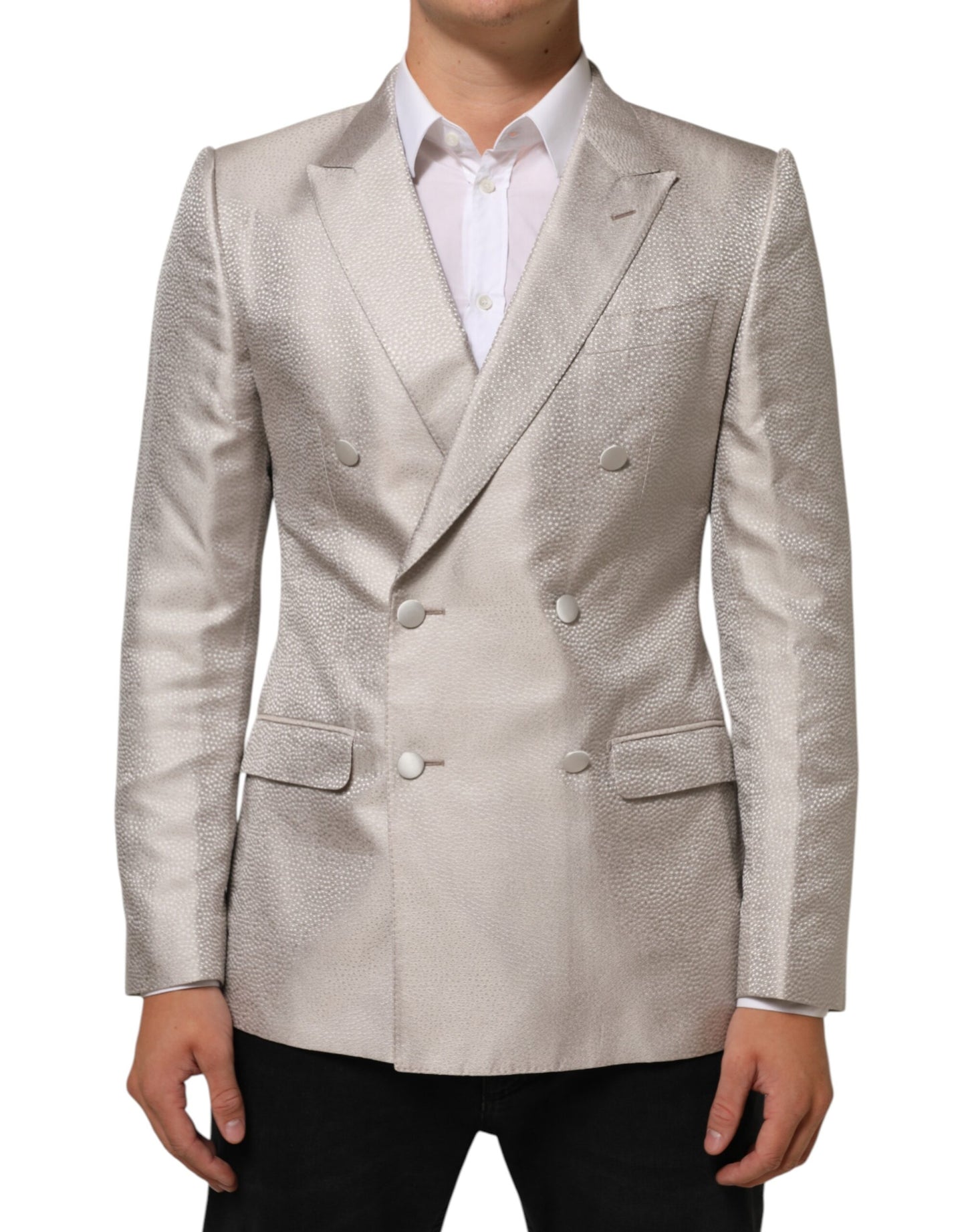 Dolce & Gabbana Beige MARTINI Double-Breasted Suit Blazer