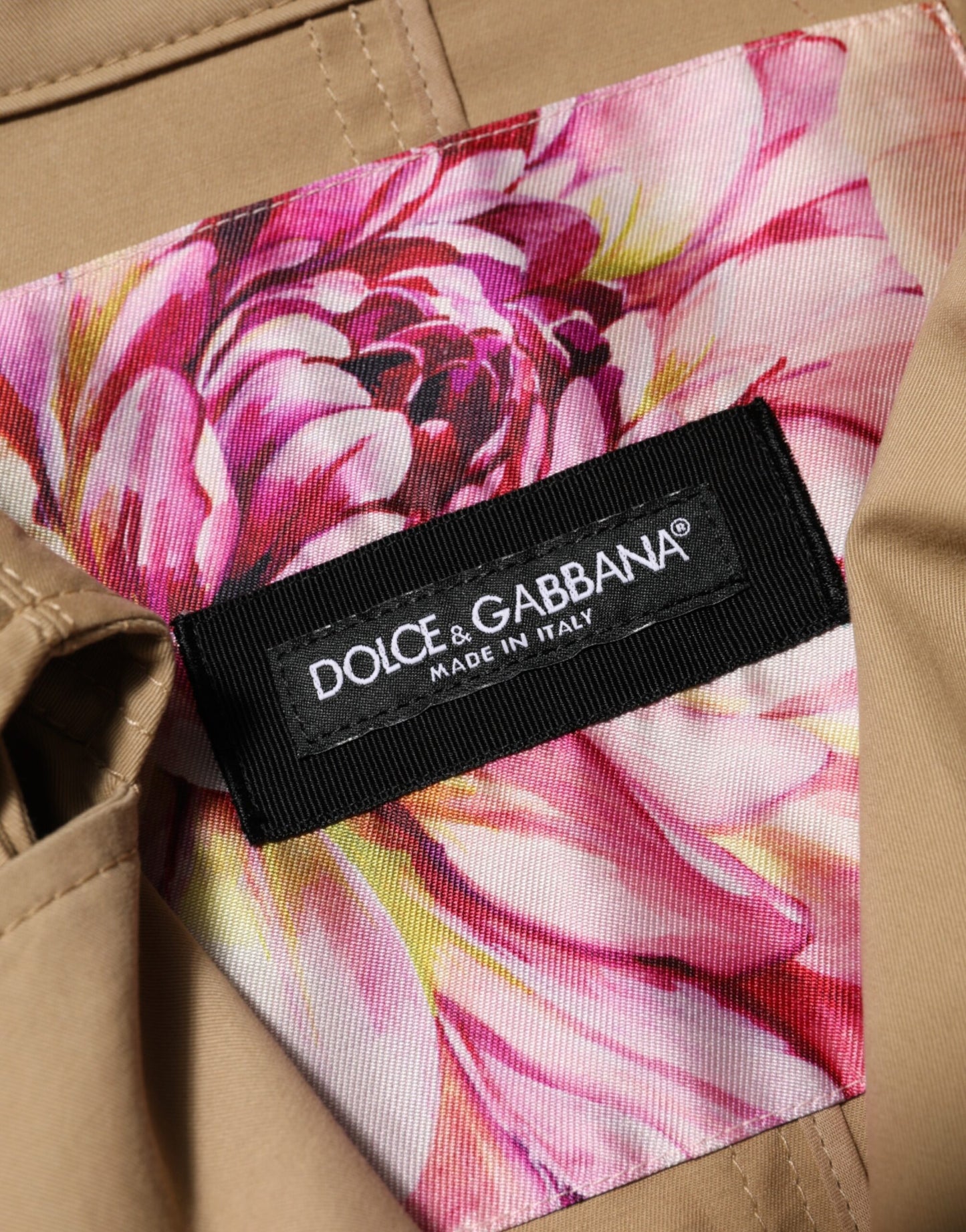 Dolce & Gabbana Khaki Double Breasted Trench Coat Jacket