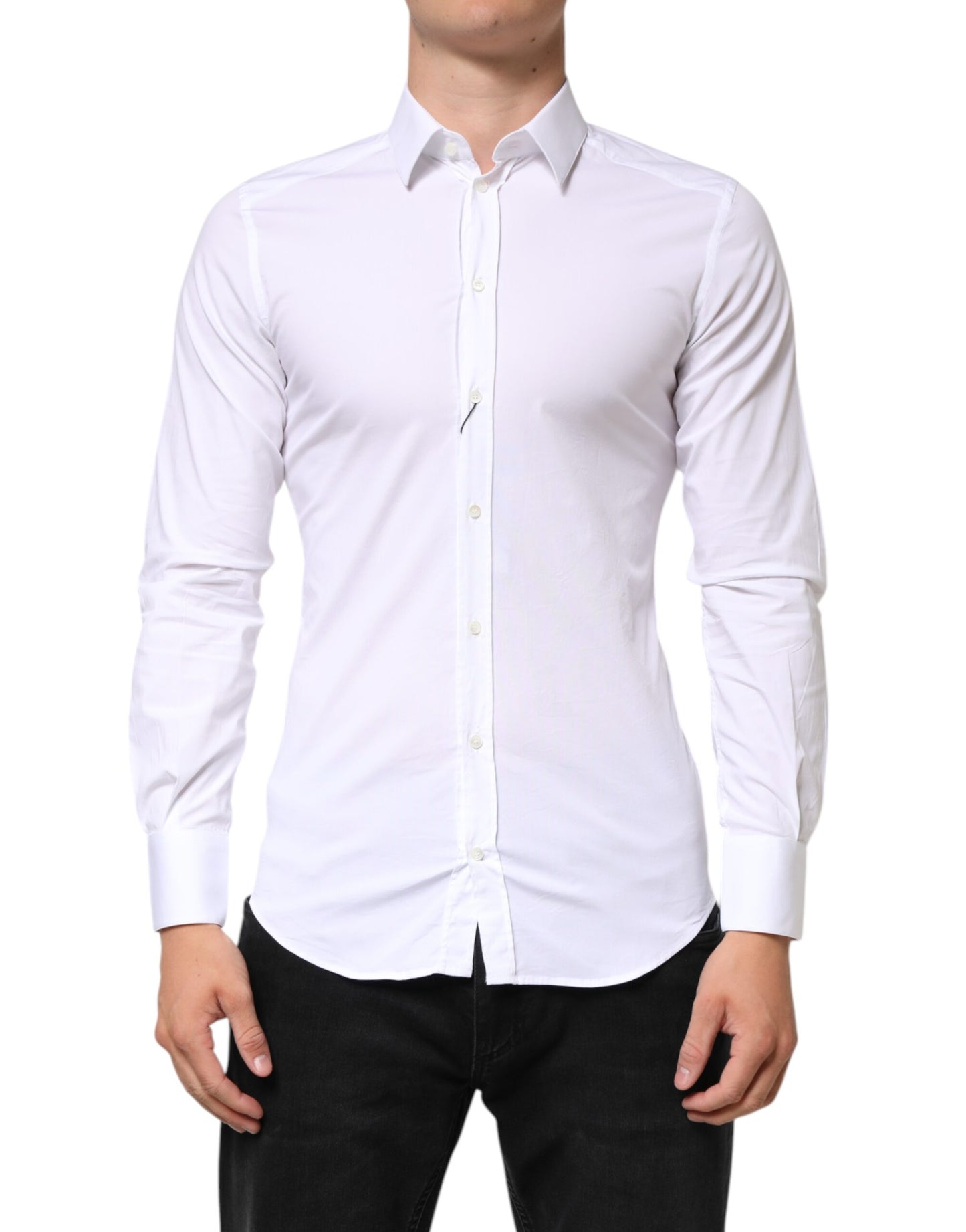 Dolce & Gabbana White Cotton GOLD Formal Men Dress Shirt