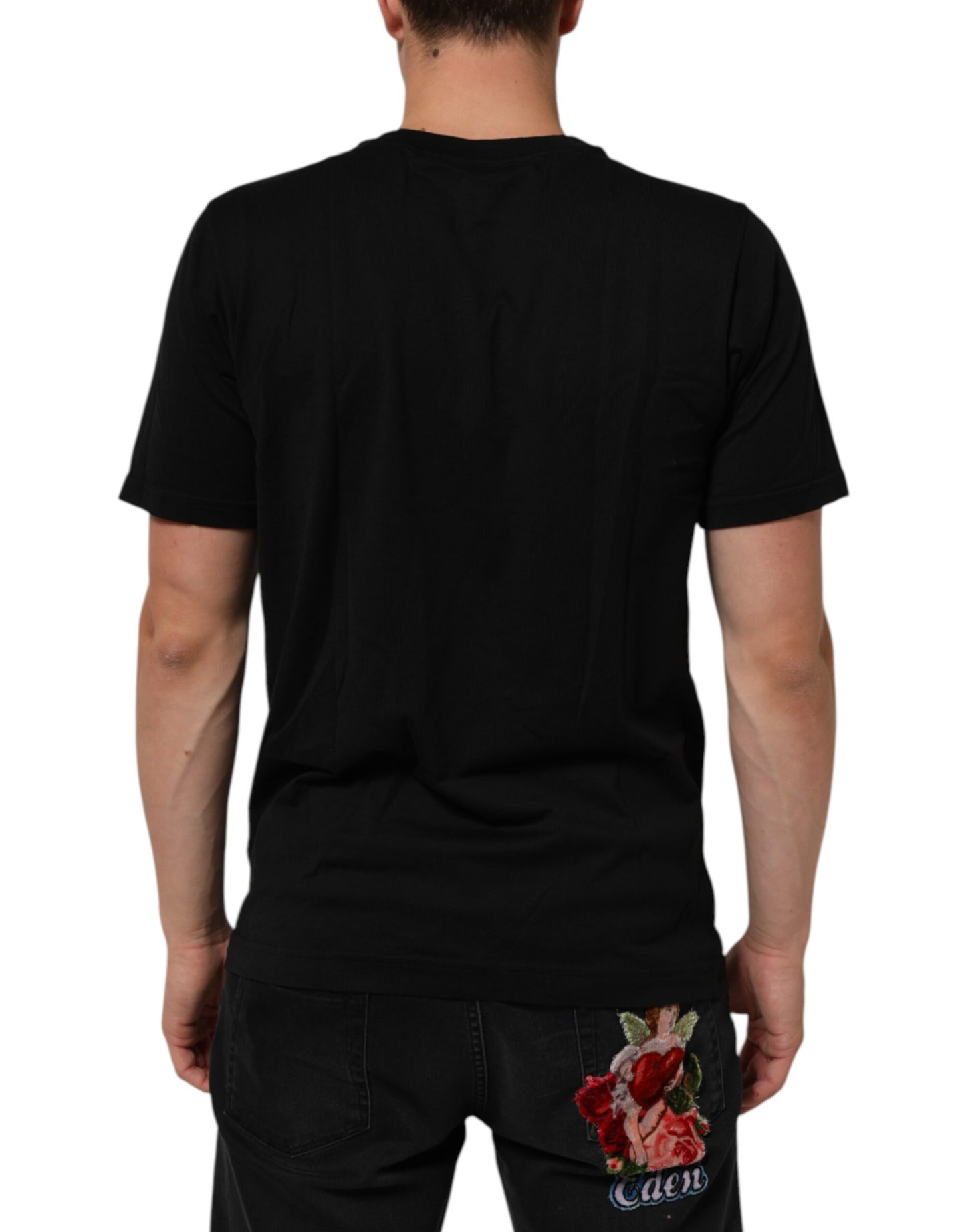 Dolce & Gabbana Black DG Royals Cotton Crew Neck Men T-shirt