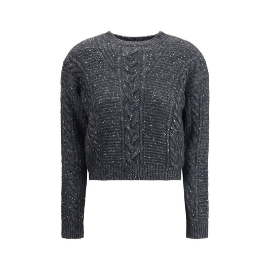 Max Mara cropped boxy Sweater in alpaca-blend yarn interwoven with metallic fibers