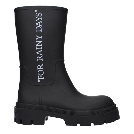 Off-White Black Cotton Ankle Boots