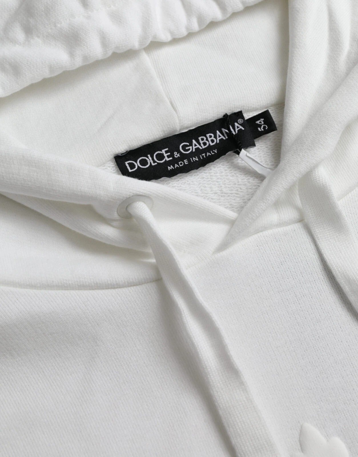 Dolce & Gabbana White Cotton Hooded Pullover Sweatshirt Men