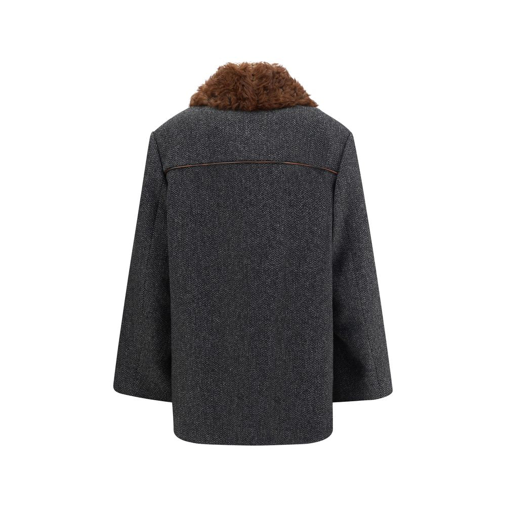 Prada Gray Fleece Wool Coat